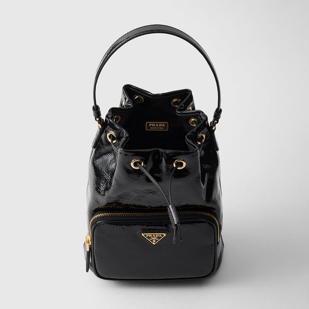 プラダ コピー デュエット ナプラックパテントレザー バケットバッグ