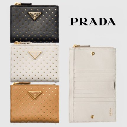 PRADA スタッズドレザー 財布　コンパクト財布 プラダ スーパーコピー スタッズドレザー 財布 1ML050_2C3H
