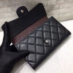 シャネル コピー 三つ折りウォレット A31506 キャビアスキン ブラック